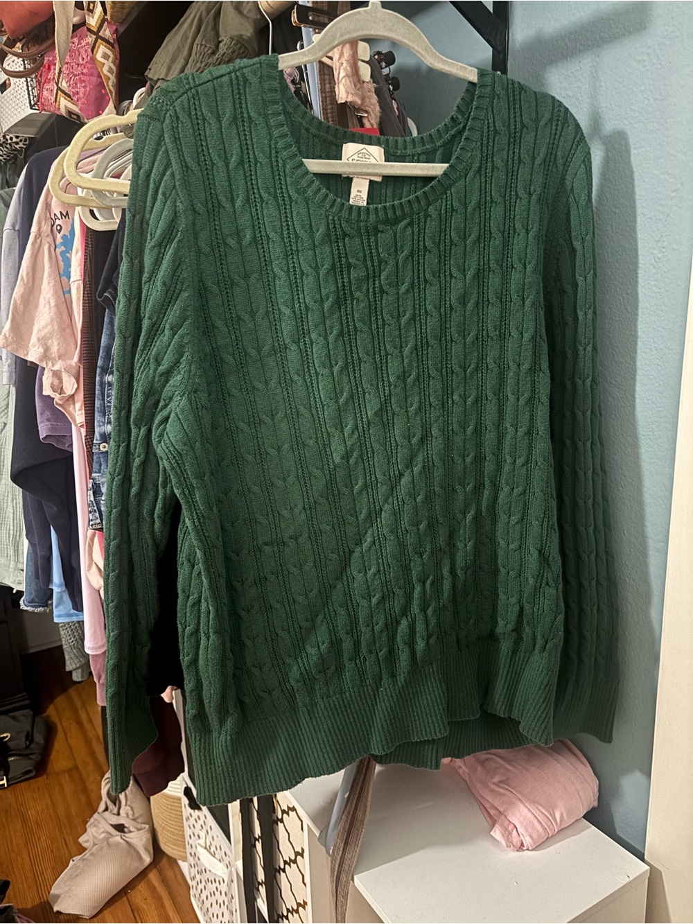 St. John's Bay Dark Green Cable Knit Sweater